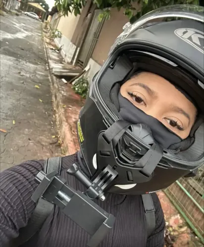 Suporte Queixo De Capacete Para Celular Gopro Camera Ação Preto