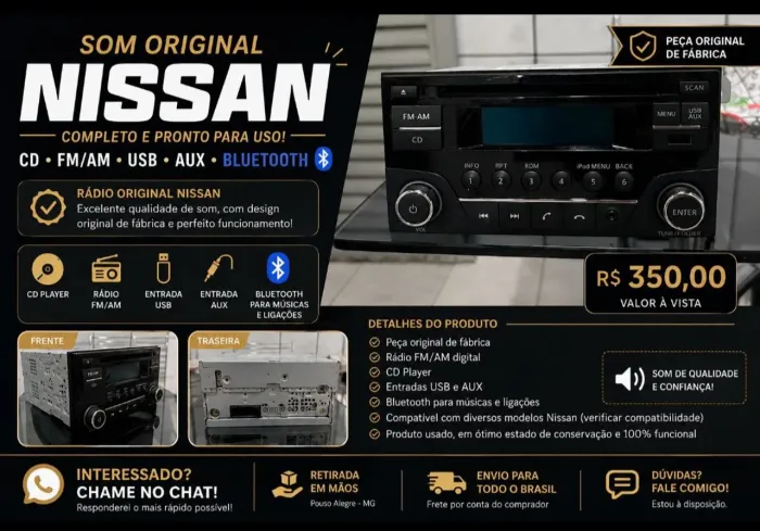 Som original automotivo Nissan Sentra pronto para uso!