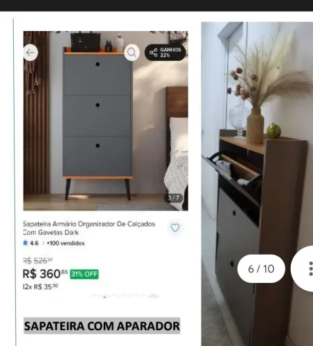 Sapateira com aparador
