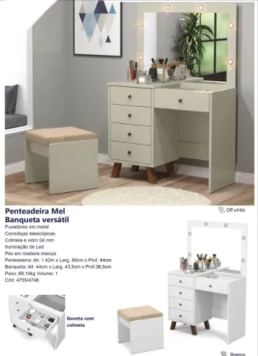Penteadeira camarim com banqueta