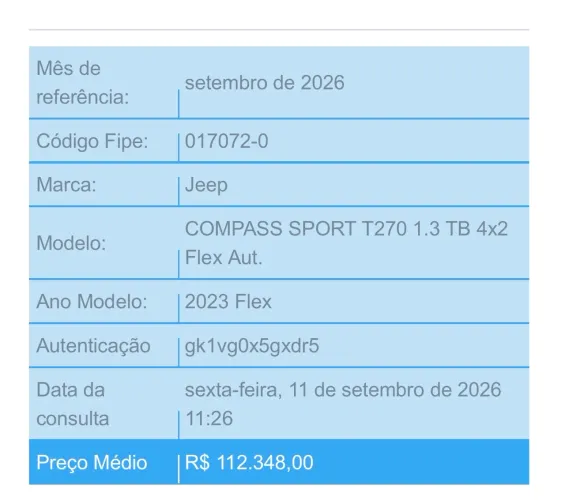 Jeep Compass Sport T270 1.3 TB 4X2 Flex AUT 2023