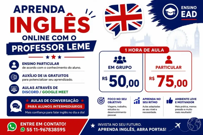 AULAS DE INGLÊS PERSONALIZADAS