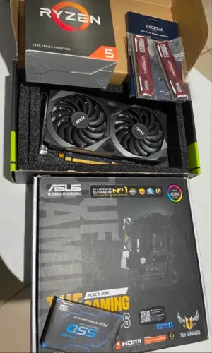Kit gamer RYzen 5 5500 6/12 com Rtx 3060 msi 12 giga placa mãe asus Tuff B450m 16 ram