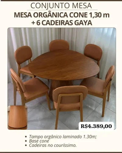 Mesa Orgânica Cone + cadeira Gaya