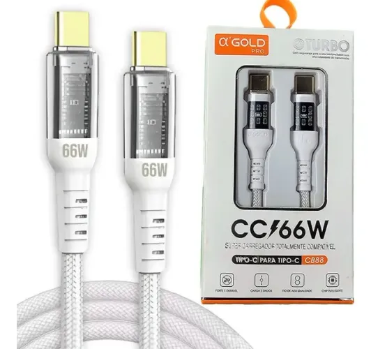 Cabo Carregador Turbo 66w Tipo C - Tipo C Ultra Rápido Dados