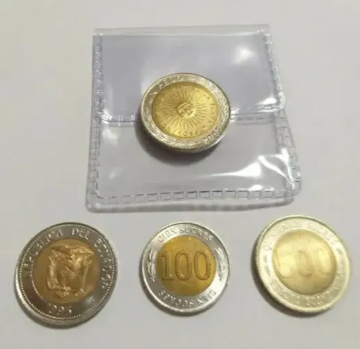 MOEDAS DO EQUADOR E ARGENTINA (QUATRO UNIDADES) : 2007/1927-1997/1927-1997/1995.