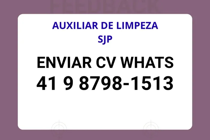 Auxiliar de limpeza SJP MASCULINO