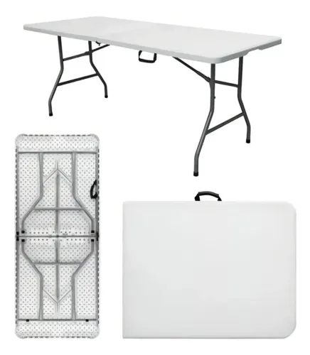 Mesa Dobrável Vira Maleta Com Alça Portátil 1.80m (receba em casa)
