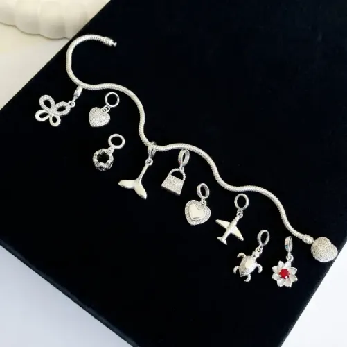 Pulseira berloqueira inspiração Pandora Prata 925