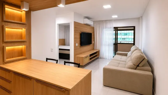 Alphaville | Apartamento 1/4 MOBILIADO | 01 Vaga de Garagem