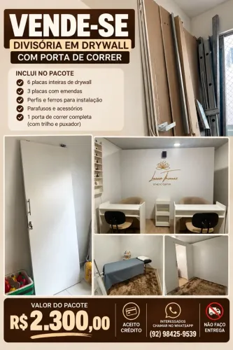 Drywall com porta de correr e ferros 