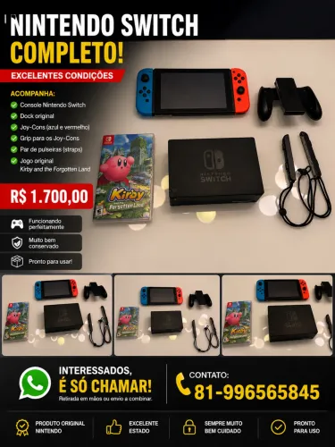 Nintendo Switch Completo - Excelente Estado -R$ 1.70