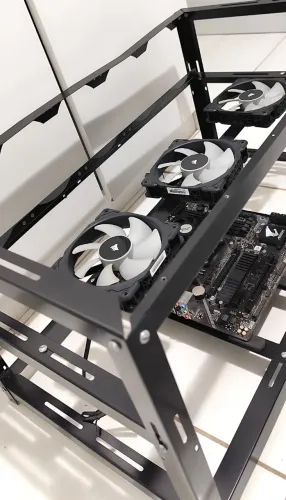 Kit de RIG para mineração (Placa, processador, memória, cooler e estrutura)