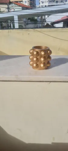 Artesanato - Pote - Jarra - Vaso - Dourado
