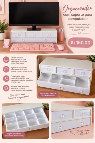 Suporte computador / notebook + organizador