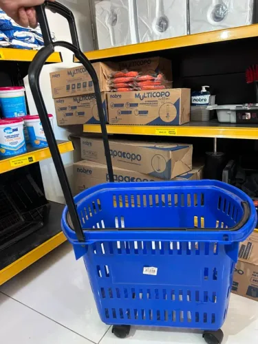 Cestas de Supermercado Com Rodas de Polipropileno Azul