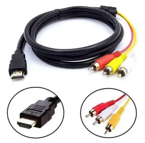 Cabo Hdmi X 3rca 1,8m Resistente Qualidade Tv Dvd Home Game