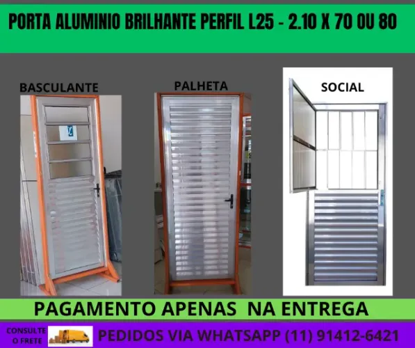 porta aluminio 210x80 codigo esq-dir