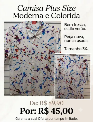 Camisa masculina plus size