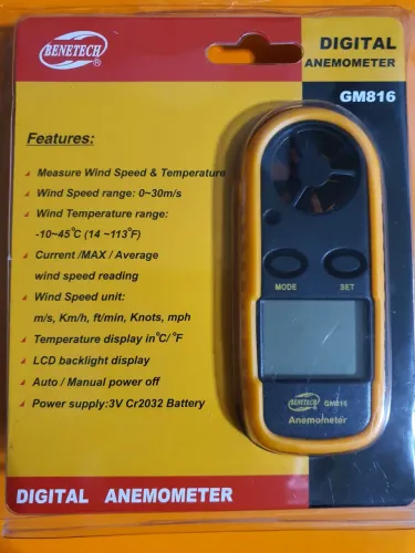 ANEMOMETRO DIGITAL-MEDIDOR DE VELOCIDADE DE VENTO E TEMPERATURA