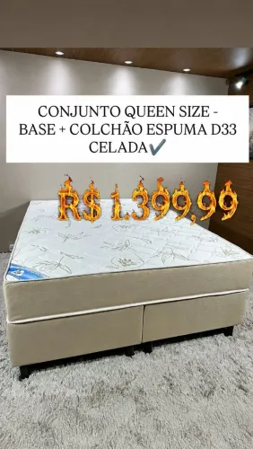 Cama box Queen Size - Base + colchão D33 