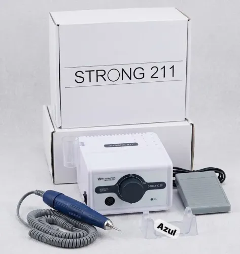 Lixa Elétrica Profissional Strong 211 Azul 35000 RPM + Pedal + Caixa