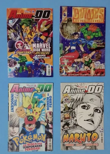 Lote com 4 revistas Animes
