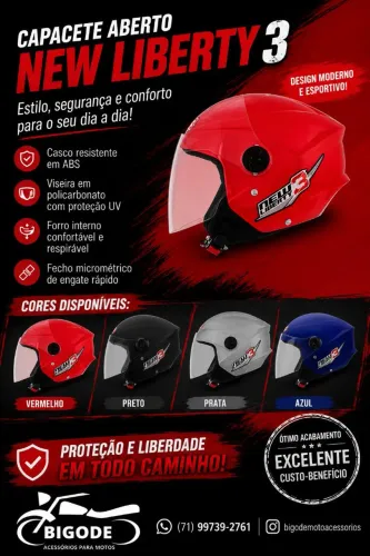 Capacete Aberto New Liberty 3 Oferta