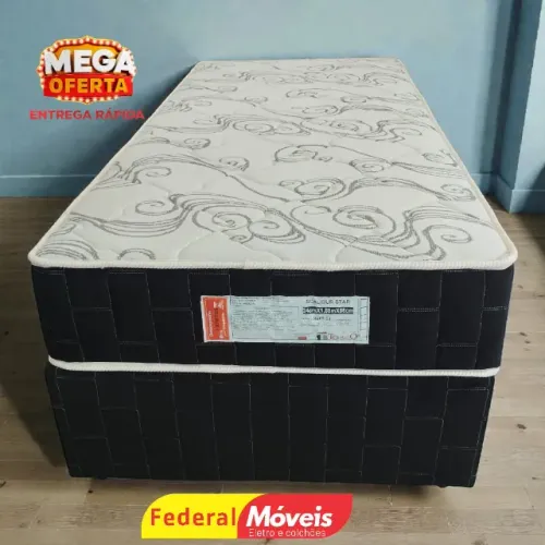 Cama Box Solteiro 88x188cm Base e Colchão - Promoção!