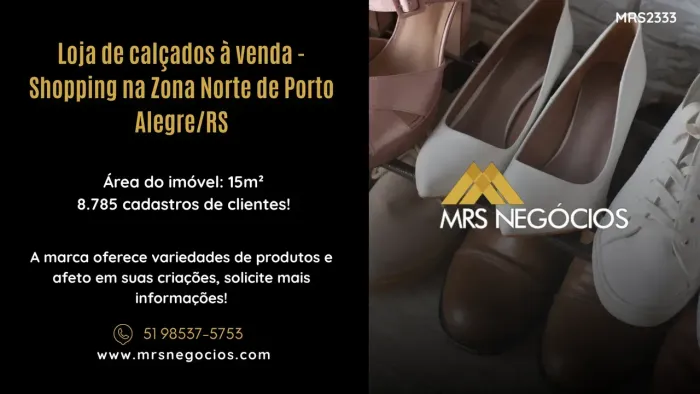 Loja de calçados à venda - Shopping na Zona Norte de Porto Alegre/RS