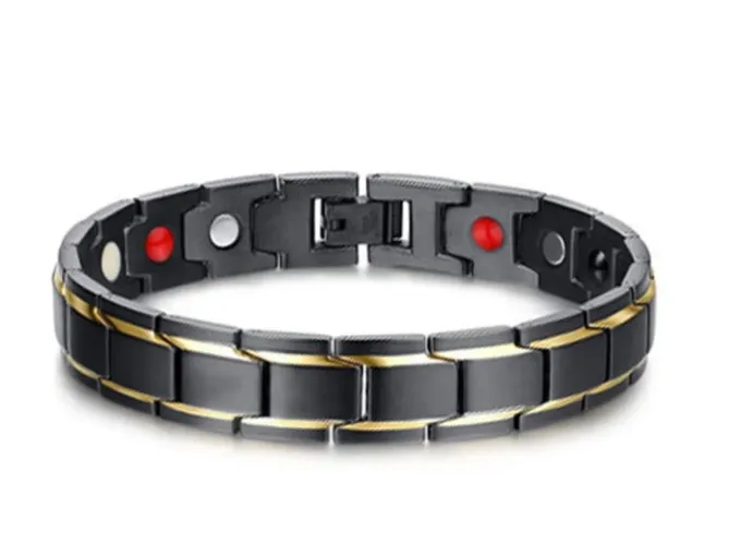 Bracelete masculino magnetica titânica