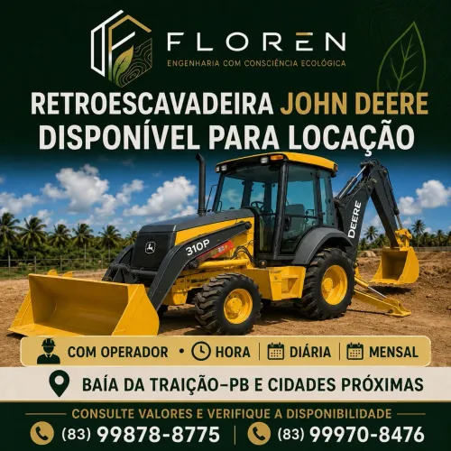Retroescavadeira John Deere 310P 2026 para Locação