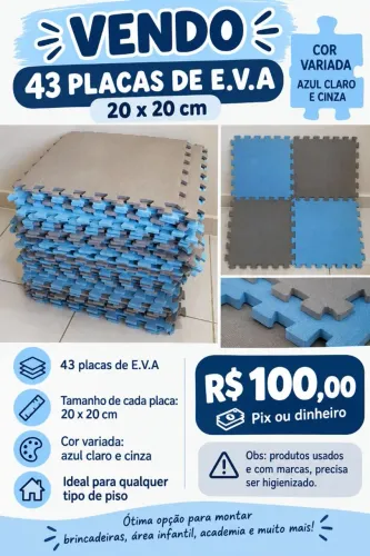 Placas de E.V.A 20X20 cm - 43 Peças