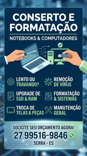 concerto, formatação e manutenção de notebook e computador