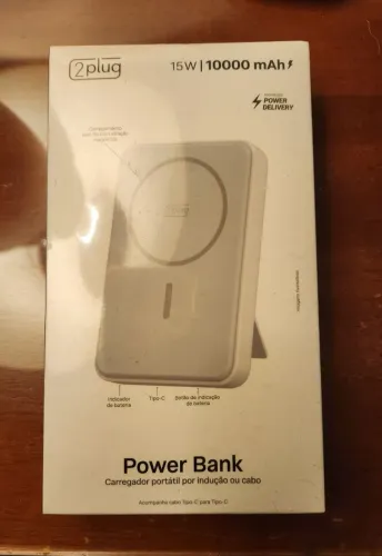 Carregador portátil indução super rápido 2plug 10000mah 15w