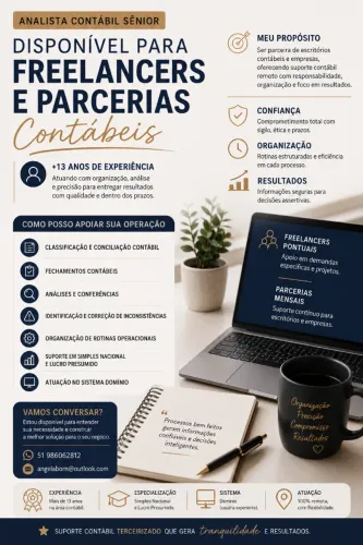 Analista Contábil Freelancer | Sistema Domínio | +13 anos de experiência
