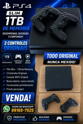 PlayStation 4 Slim / 1TB (Controles ORIGINAIS)