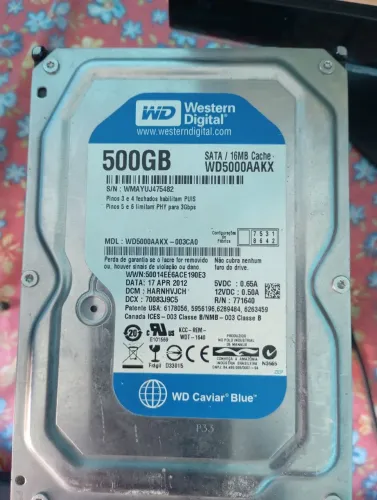 Hd 500 gigas com Windows e office