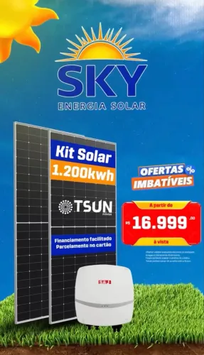 Energia solar - 1200kwh/mês