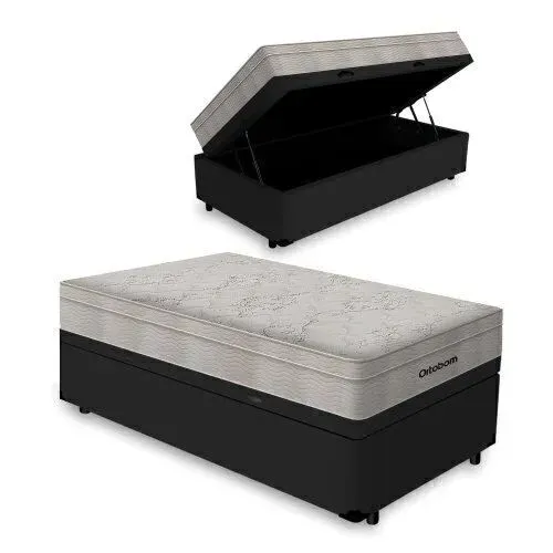Cama Box Baú com Colchão de Espuma D33 Ortobom Airtech 100 Solteiro 88cm :