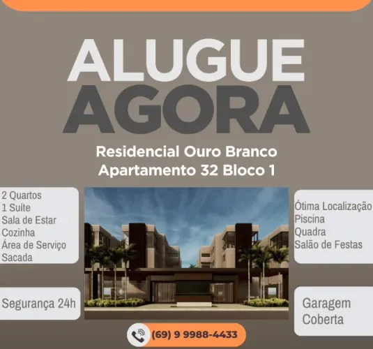 Alugo apartamento Res. Ouro Branco - 3º Andar