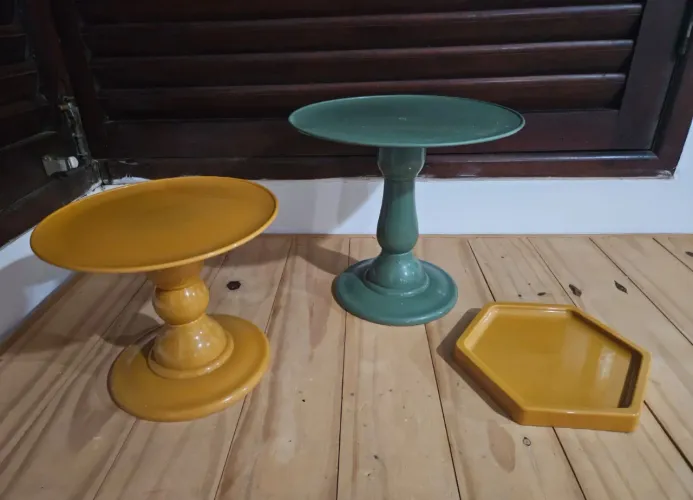 Kit Bandejas mostarda e verde musgo