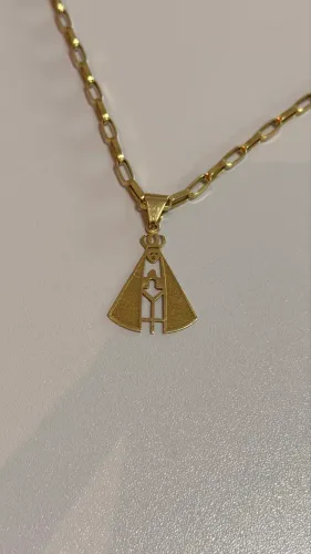 Corrente Cartier oca + Pingente nossa senhora aparecida ouro 18k