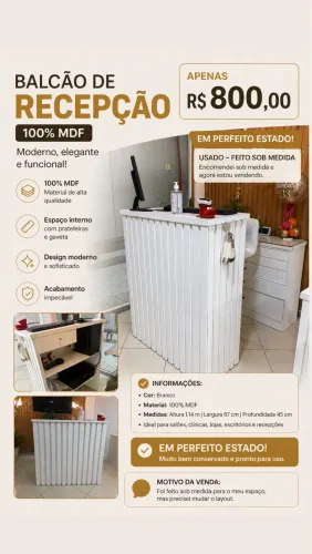 Balcão de recepção, 100% MDF
