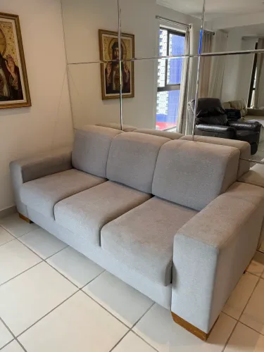 Sofá Retrátil 3 Lugares 2,05m Artflex - Linho Cinza
