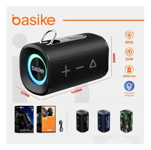 Caixa de som Bluetooth portátil com luz RGB, a prova d'água e som estéreo potente 20W