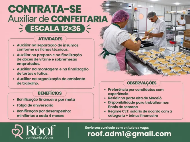 VAGA DE EMPREGO: AUX. DE CONFEITAR