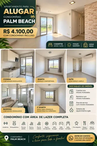Direto com proprietária | Apartamento para Alugar no Palm Beach | 2 Quartos, 1 Suíte