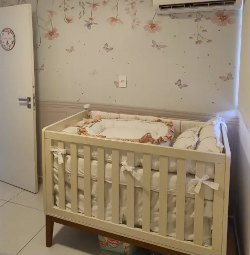 Berço Americano 3 em 1 (vira cama) OffWhite c/ colchão Seminovo