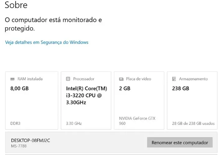 PC Core i3 3º Geração com GTX 960 2GB